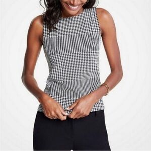 Ann Taylor Houndstooth Sleeveless Shell Top